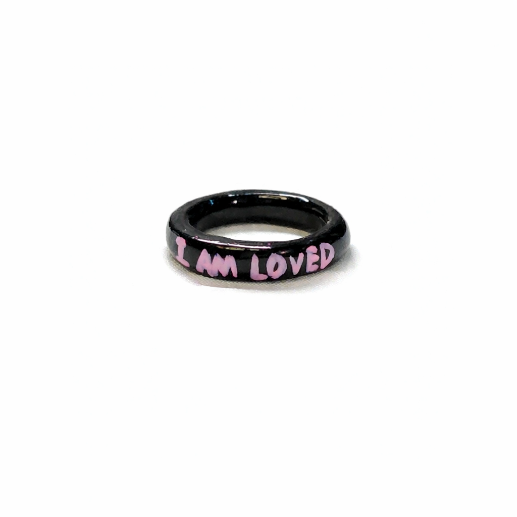 Personalised Y2K Black-Pink Self Love Statement Ring
