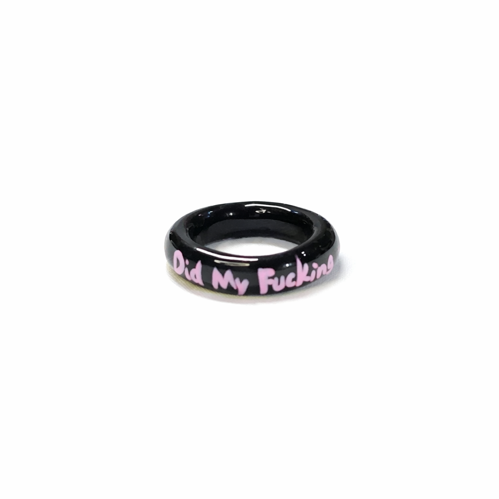 Personalised Y2K Black-Pink Self Love Statement Ring