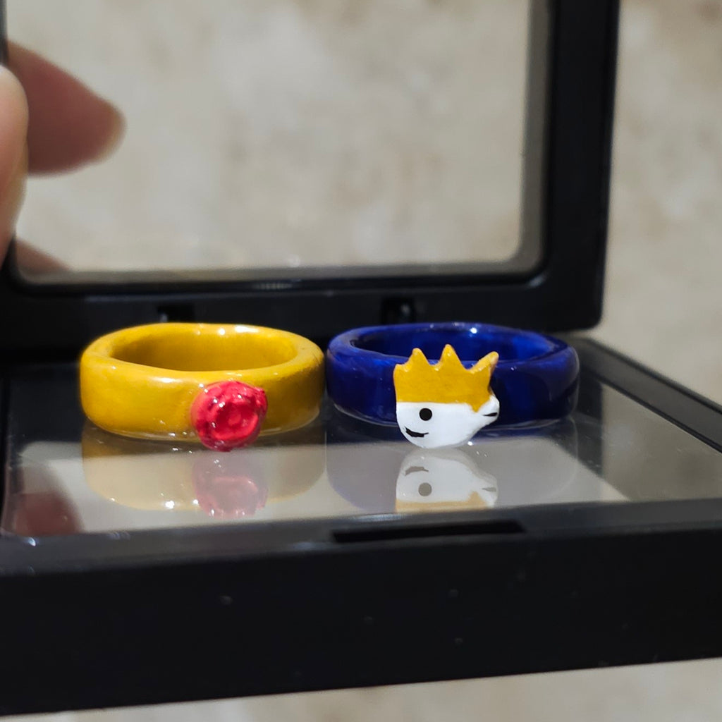 Little Boy & Red Rose Ring Set