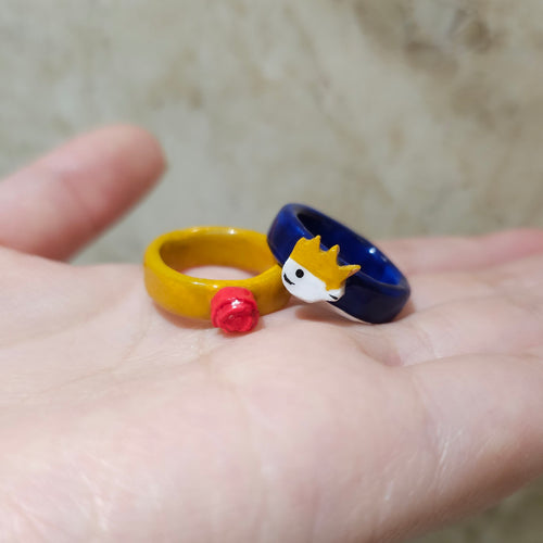 Little Boy & Red Rose Ring Set