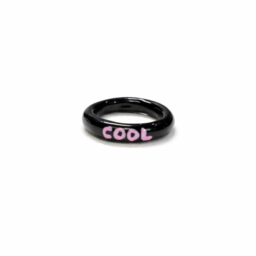 Personalised Y2K Black-Pink Self Love Statement Ring