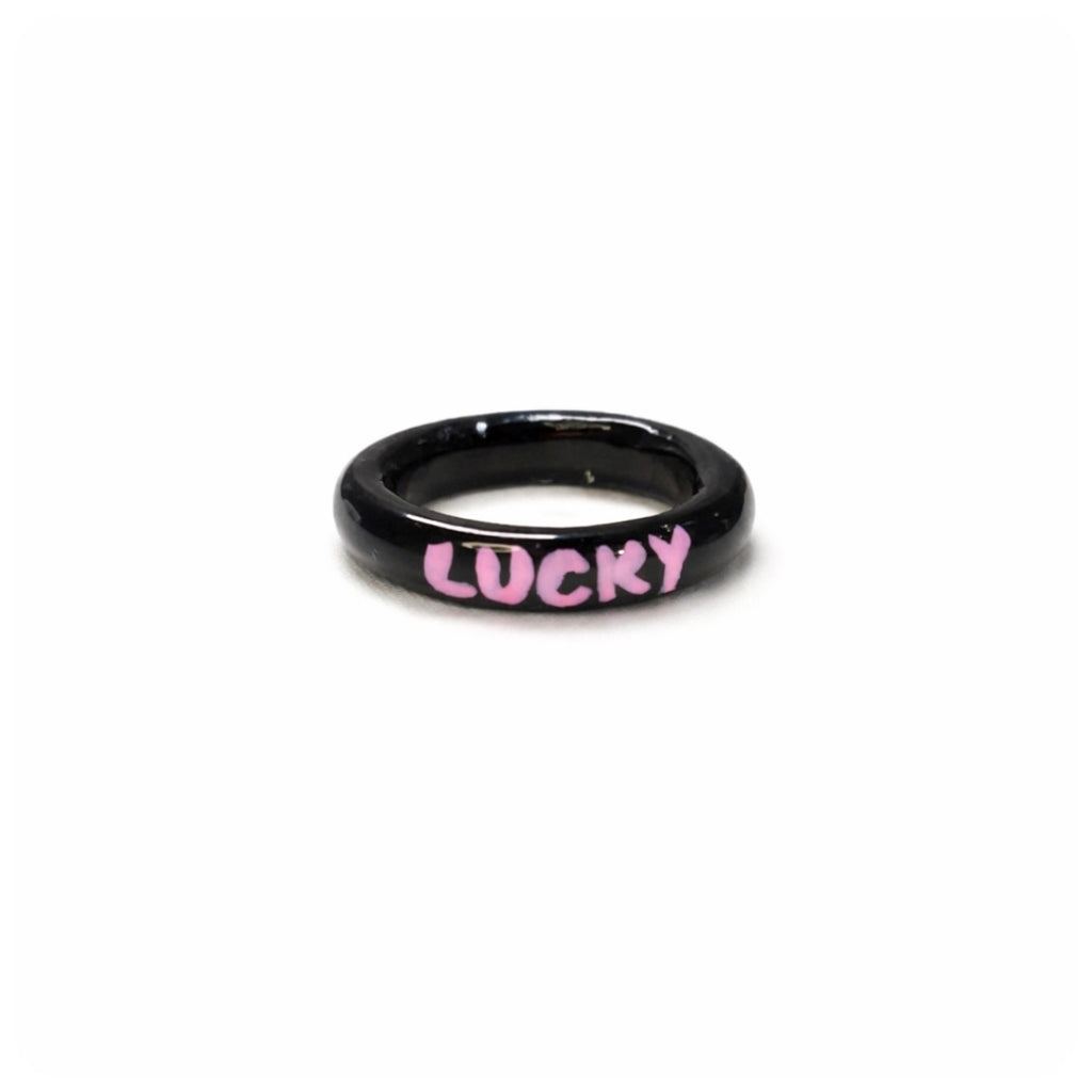 Personalised Y2K Black-Pink Self Love Statement Ring