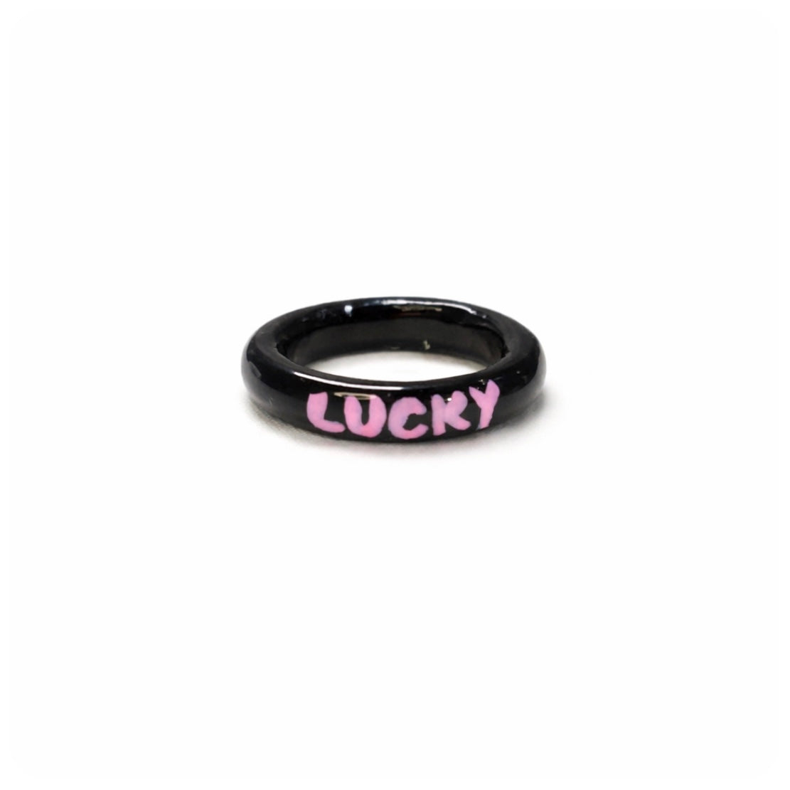 Personalised Y2K Black-Pink Self Love Statement Ring