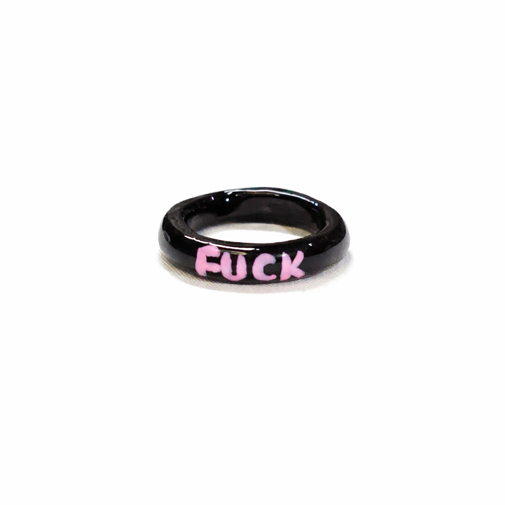 Personalised Y2K Black-Pink Self Love Statement Ring