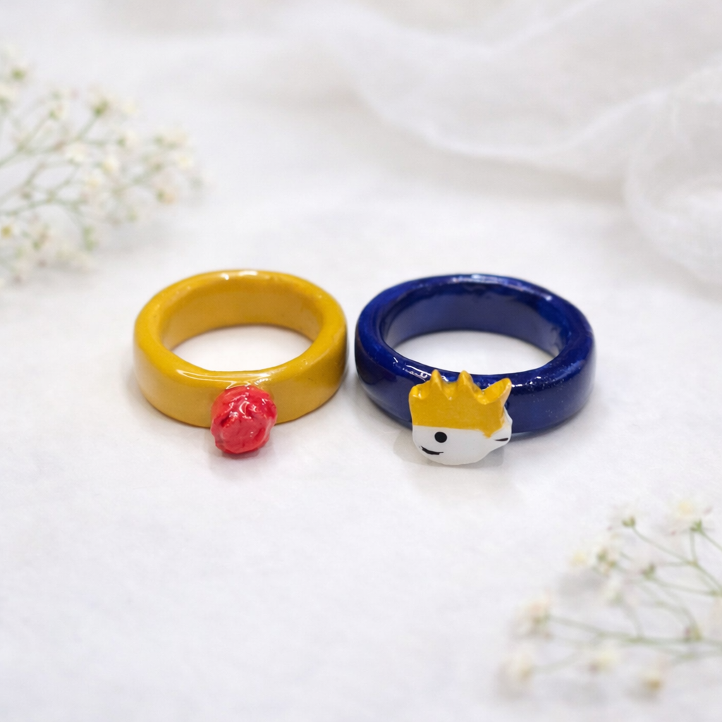 Little Boy & Red Rose Ring Set