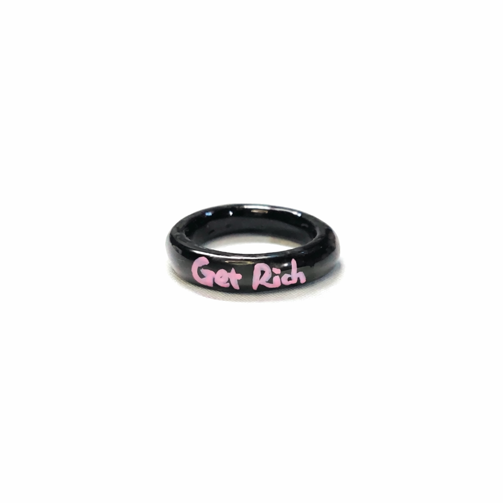 Personalised Y2K Black-Pink Self Love Statement Ring