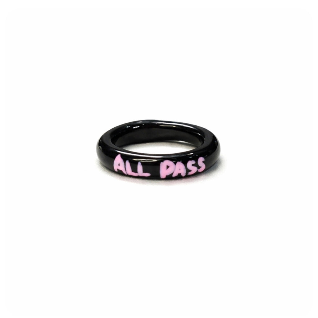 Personalised Y2K Black-Pink Self Love Statement Ring
